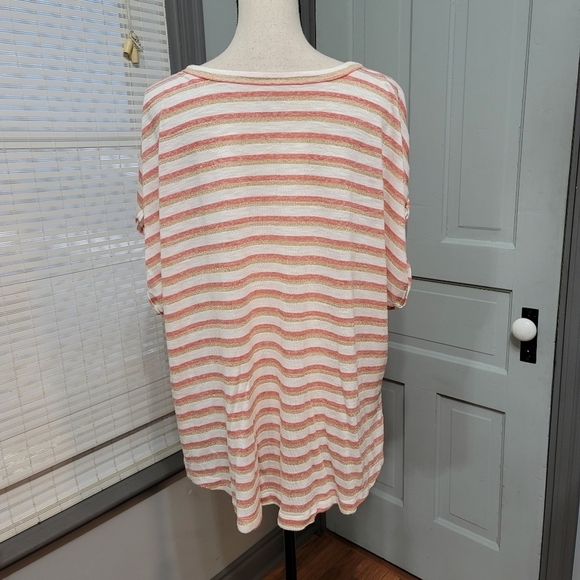 NWOT Lane Bryant Light Weight Knit Metallic Strip Cuffed Top size 22/24 - Picture 6 of 6